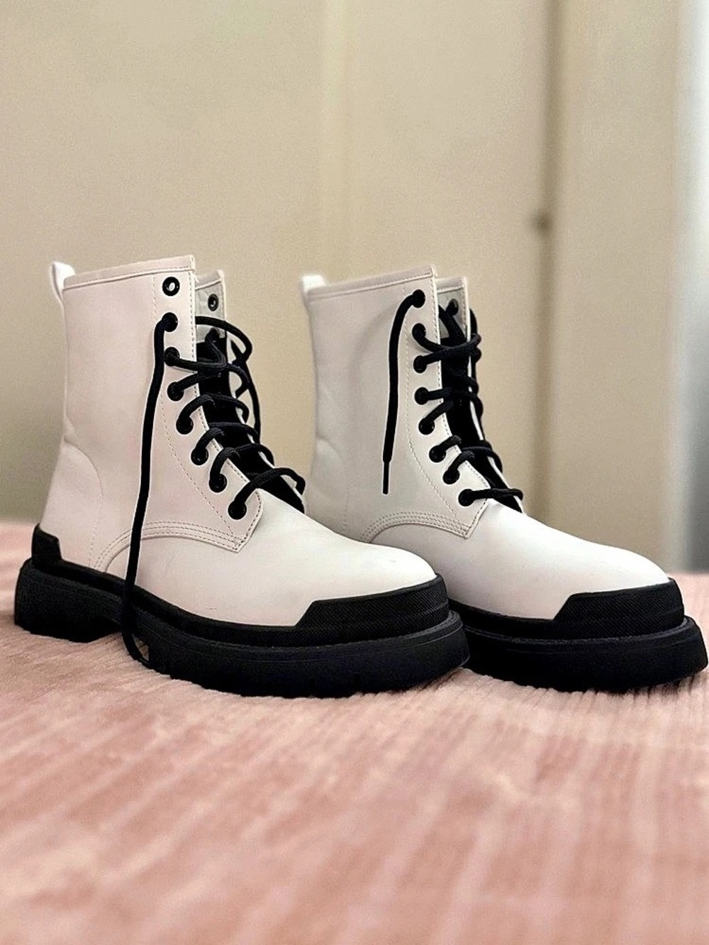 White Combat Boots